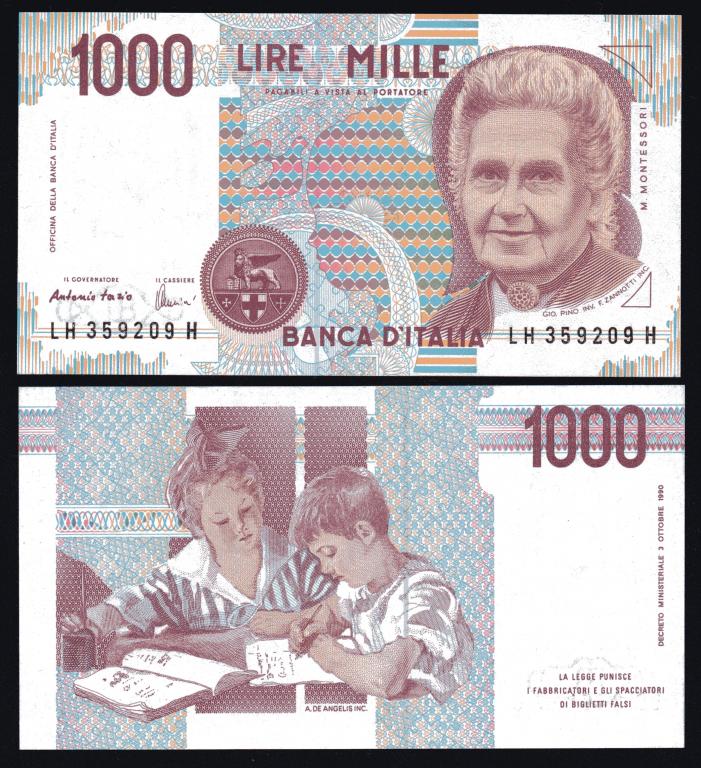 Италия - 1000 Лир 1990 г, Pick - 114, UNC