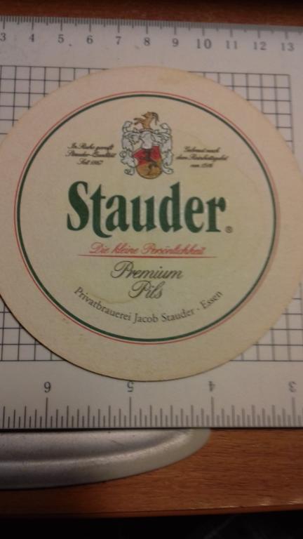 Бирдекель, подставка под пиво "Stauder", Германия, оригинал, №2129