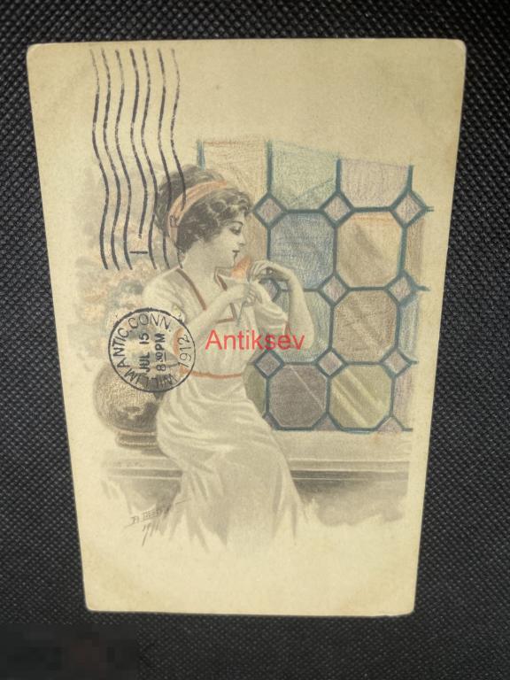Открытка винтаж иностранная до 1917 Мода 