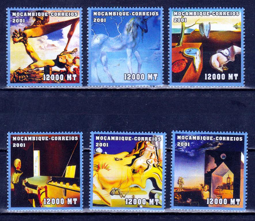 Марки  Мозамбик 2001 г. Живопись Серия 6 марок MNH **  Искусство