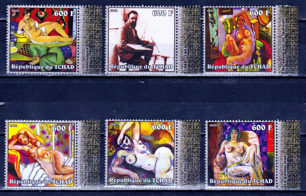 Марки Чад 2002 г. Живопись Серия 6 марок MNH **  Искусство