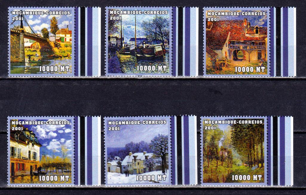 Марки  Мозамбик 2001 г. Живопись Серия 6 марок MNH **  Искусство