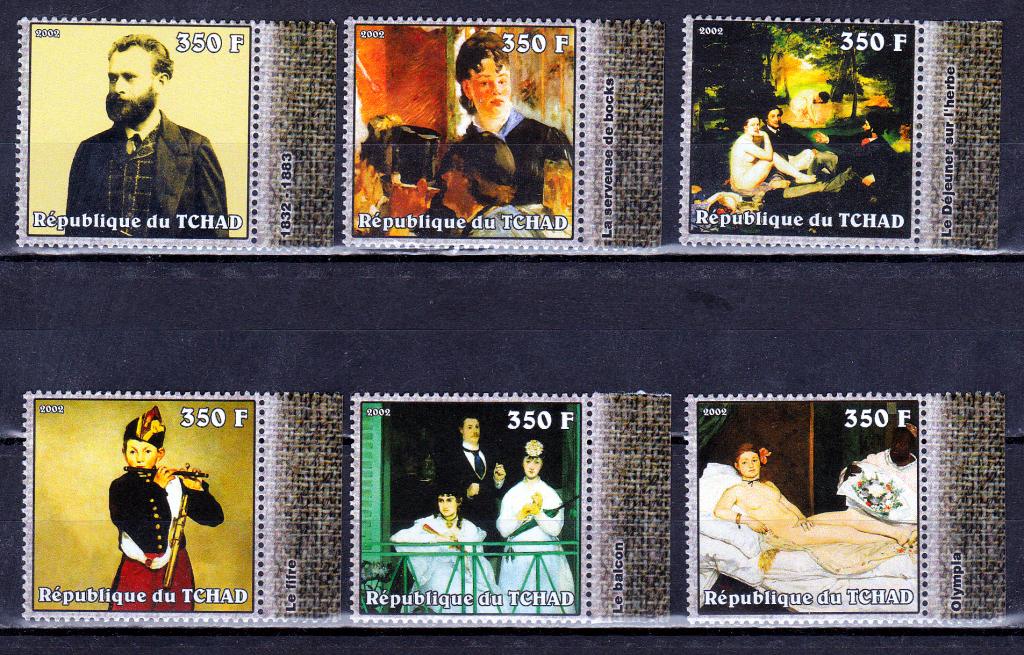 Марки Чад 2002 г. Живопись Серия 6 марок MNH **  Искусство