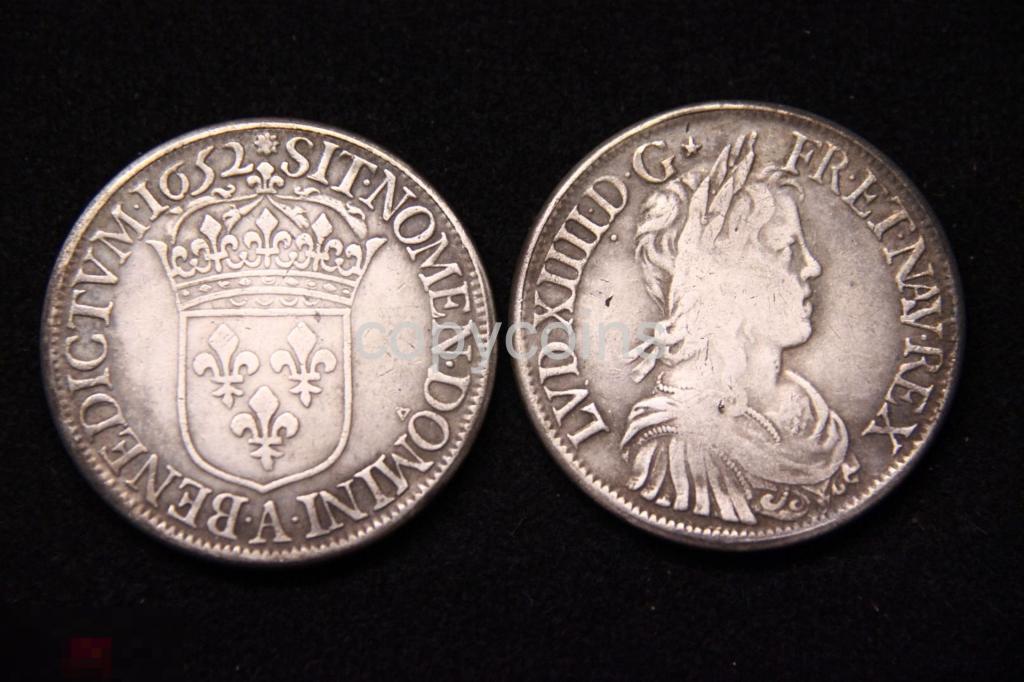 1 экю 1652 года Людовик XIV Франция 25 грамм 39 мм 546 
