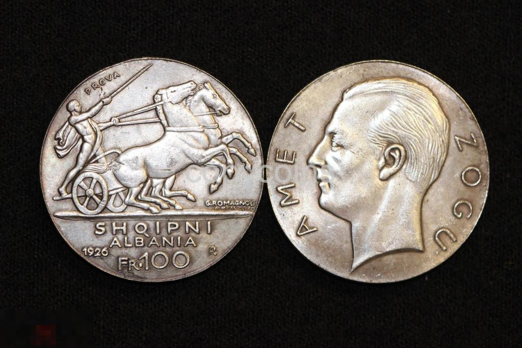 100 франга ари 1926 года Албания Зог 5567 