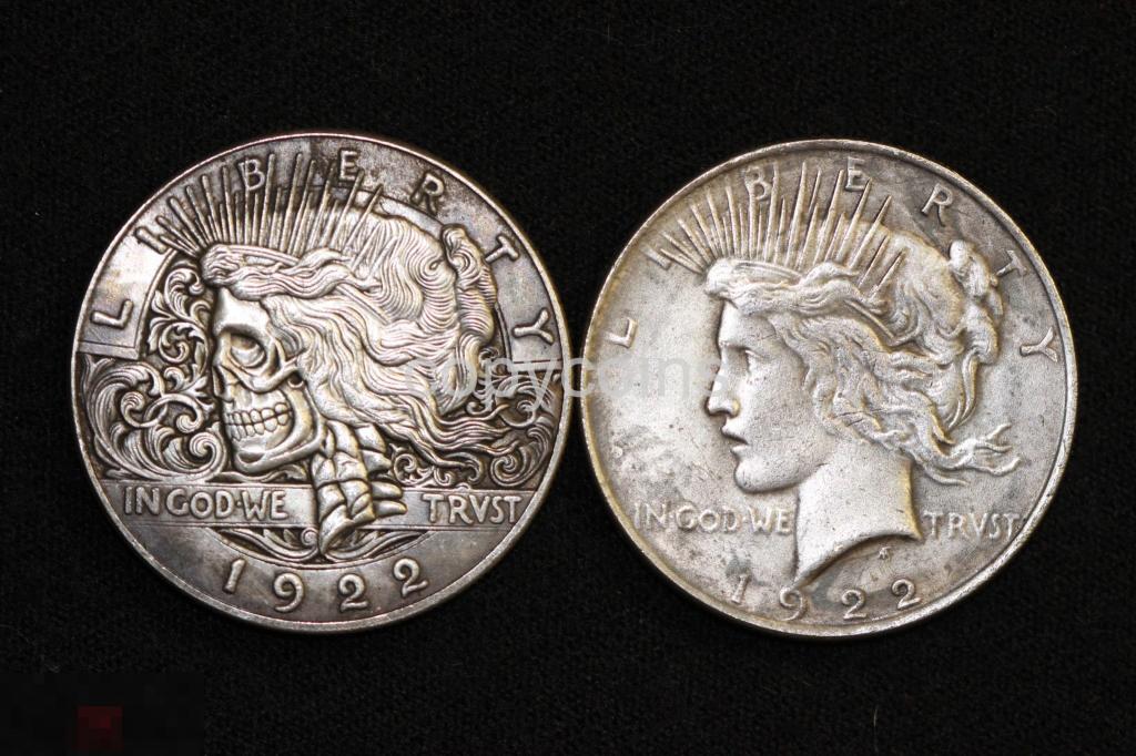 1 доллар 1922-1922 года Хобо никель черепа Х244 
