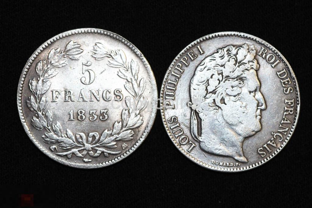 5 франков 1833 года Луи Филипп 1 Франция 5628 