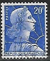 Франция. 1957. Марианна Мюллера. Гашение. Разновидность. Тип I.