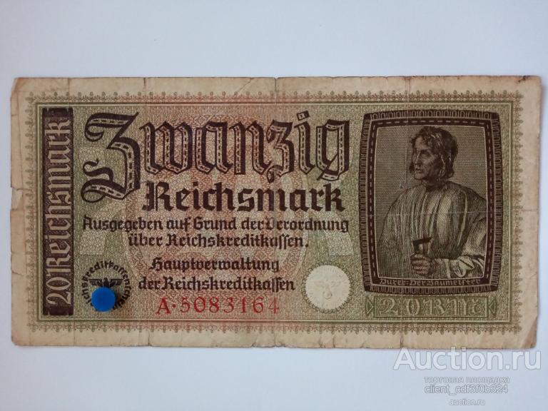 20 рейхсмарок 1939. Германия (Третий Рейх).