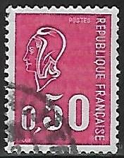 Франция. 1971. Марианна Беке. Гашение. Разновидность.