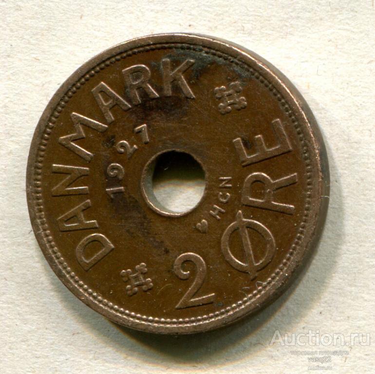 Дания 2 эре 1927 год Кристиан X