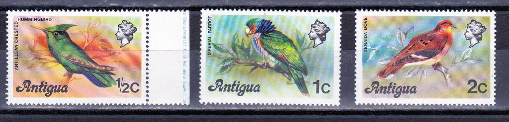 Марки Антигуа 1976 г. Птицы Серия 3 марки Mi 399-401 MNH ** Фауна