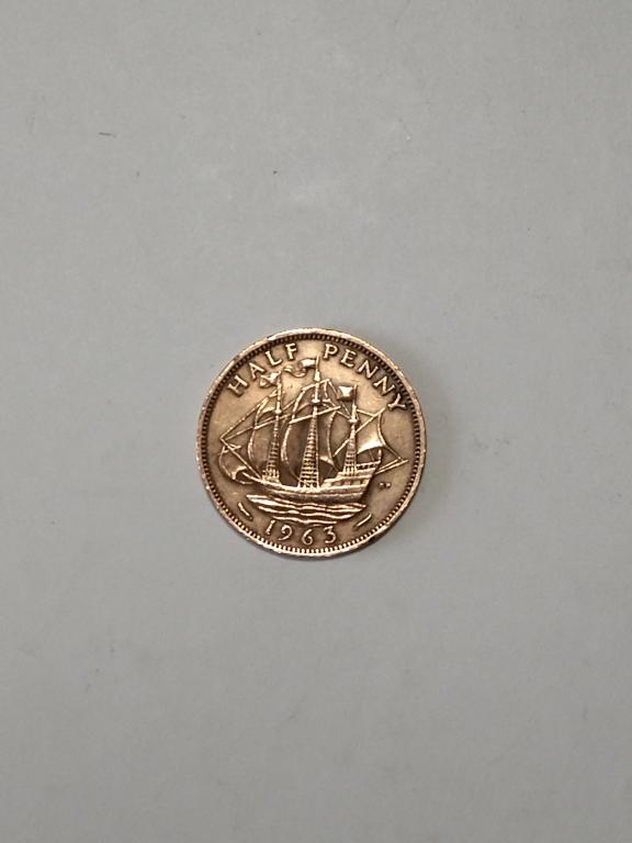 Великобритания 1/2 пенни 1963 год. Елизавета II.