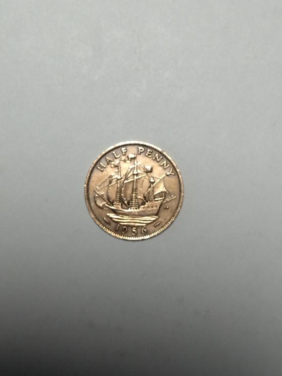 Великобритания. 1/2 пенни 1956 год.  Елизавета II.