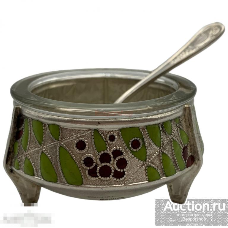 Солонка "Рябинка" с ложечкой, МНЦ, эмаль, 7ЮММЕТ, 1970-1977 гг, СССР 