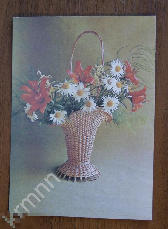 Открытка цветы чистая (Зеленова) К51