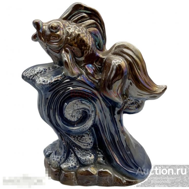 Золотая Рыбка, майолика, обливная керамика, 1960-1970 гг, ЗИК, Конаково, СССР 
