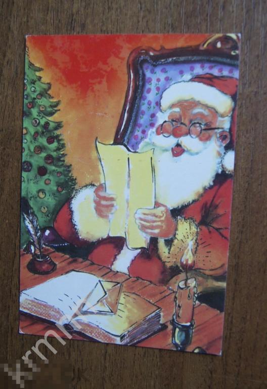 Открытка. С Рождеством Дед мороз иностранная чистая К277/2 