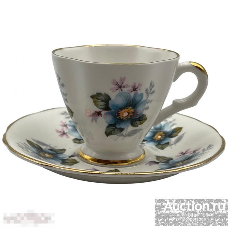 Кофейная пара "Лен", костяной фарфор, 1970-1980 гг, Royal Imperial, Англия (1)