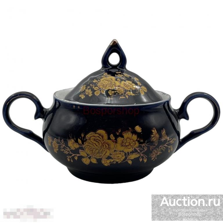 Сахарница "Букет", фарфор, кобальт, позолота, 1990-2000 гг, Турция 