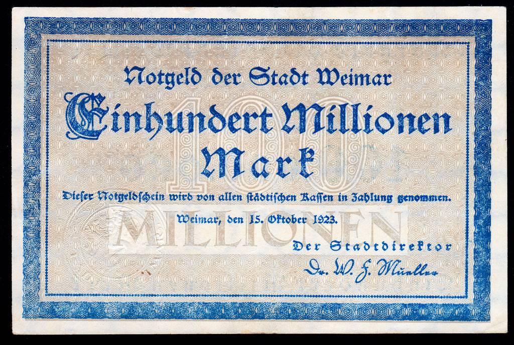 Германия 100 миллионов марок 1923 г.од.. Веймар Weimar...XF
