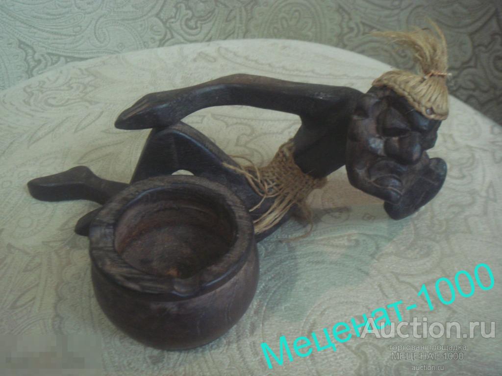 АФРИКА . Пепельница ШАМАН , РЕЗЬБА ПО ДЕРЕВУ . 