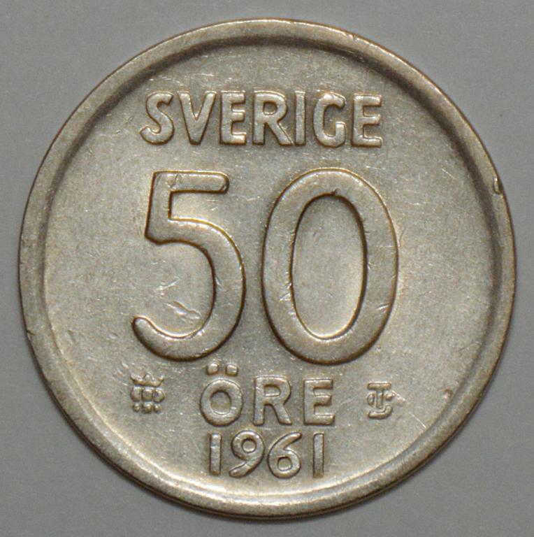 Швеция 50 эре оре 1961 СЕРЕБРО Ag (С33)