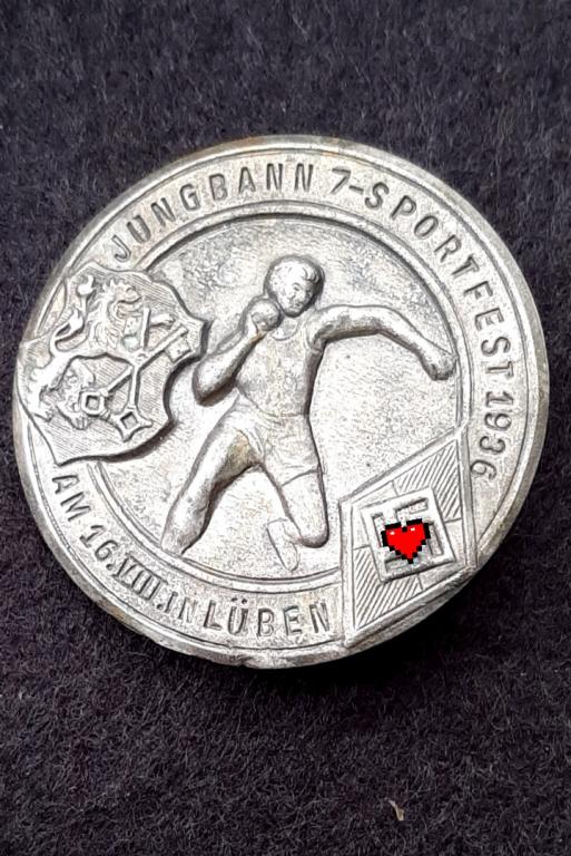 Знак Спортивный фестиваль 1936  Гитлер Югенд. BDM