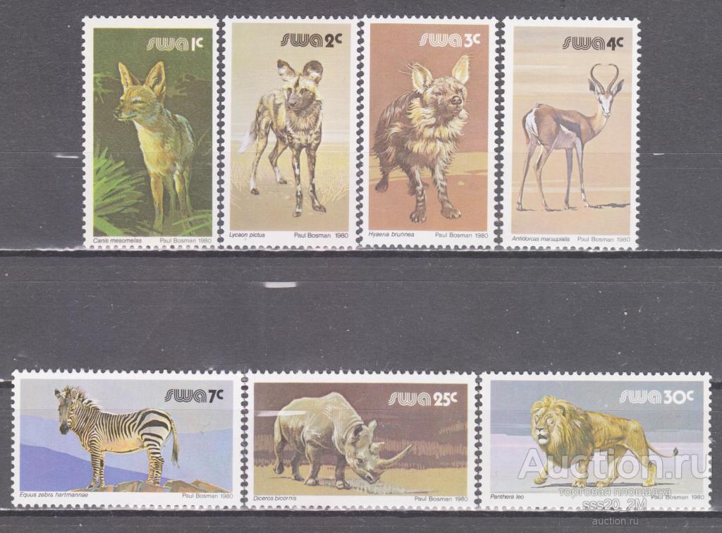 Юго-Западная Африка 1980 фауна Mi476-479,482,488,489 MNH