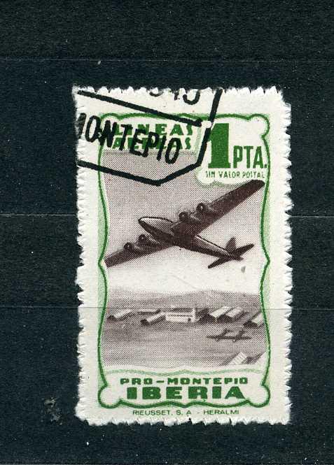 Испания. Авиация. Авиакомпания IBERIA. LINEAS AEREAS IBERIA. 1 марка. 1945.