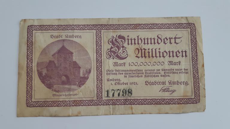 Купюра Банкнота Германия 100000000 марок 1923 Редкая  Состояние А 3