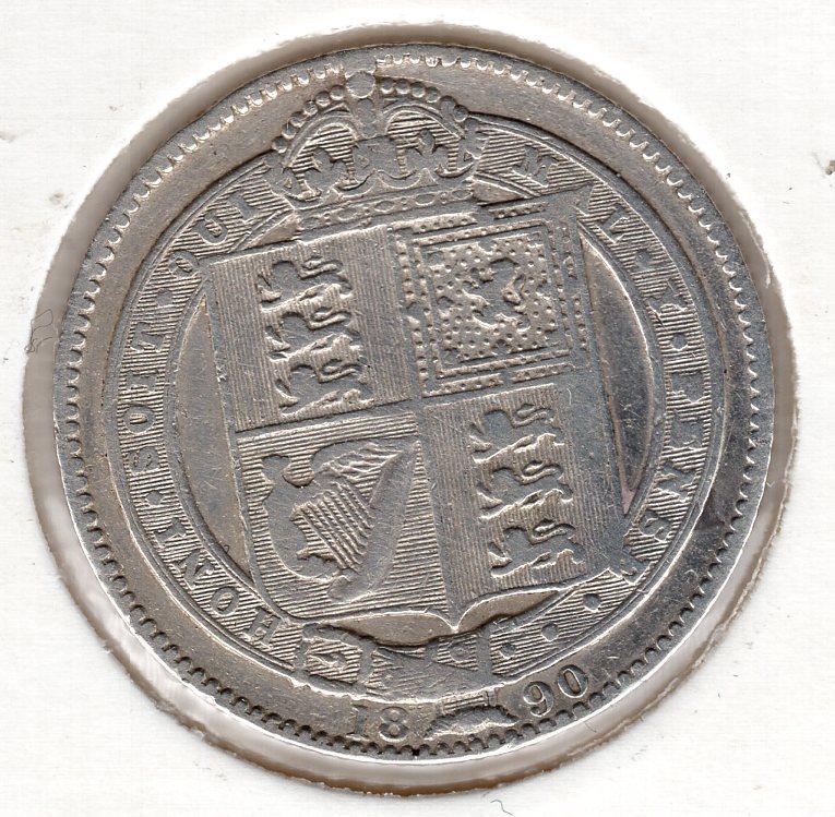 1 шиллинг - Великобритания - 1890 - Виктория - серебро 925 - KM#774