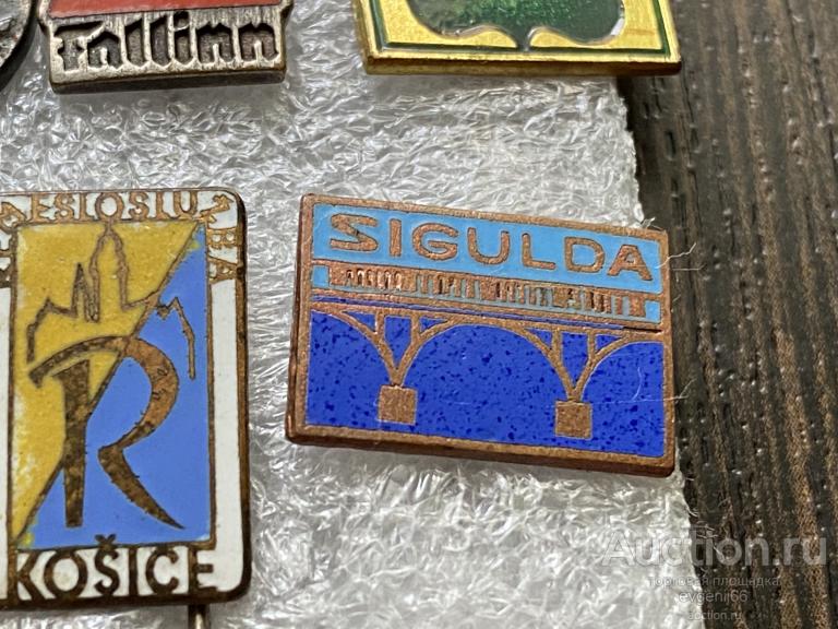 Знак Значок город SIGULDA СИГУЛДА. МОСТ. Латвия Прибалтика ТЯЖЕЛЫЙ ЭМАЛЬ РЕДЧАЙШИЙ RRR