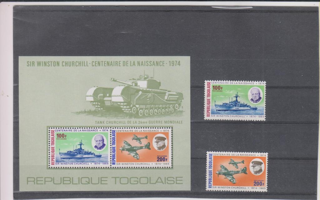 Того,1974,Ми-1076-7+бл.92а**Вторая Мировая война(У.Черчилль)