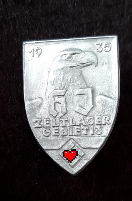 Знак «HJ Палаточный лагерь 1935».Гитлерюгенд. BDM. РЕДКО.