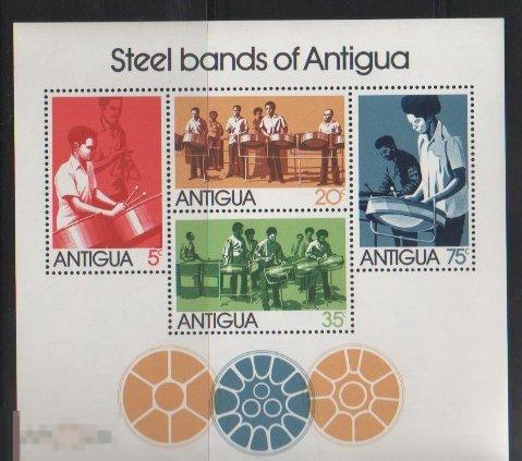 DG АНТИГУА 1974 Sc#344А МУЗЫКА ОРКЕСТР АНСАМБЛЬ БАРАБАН УДАРНИК 