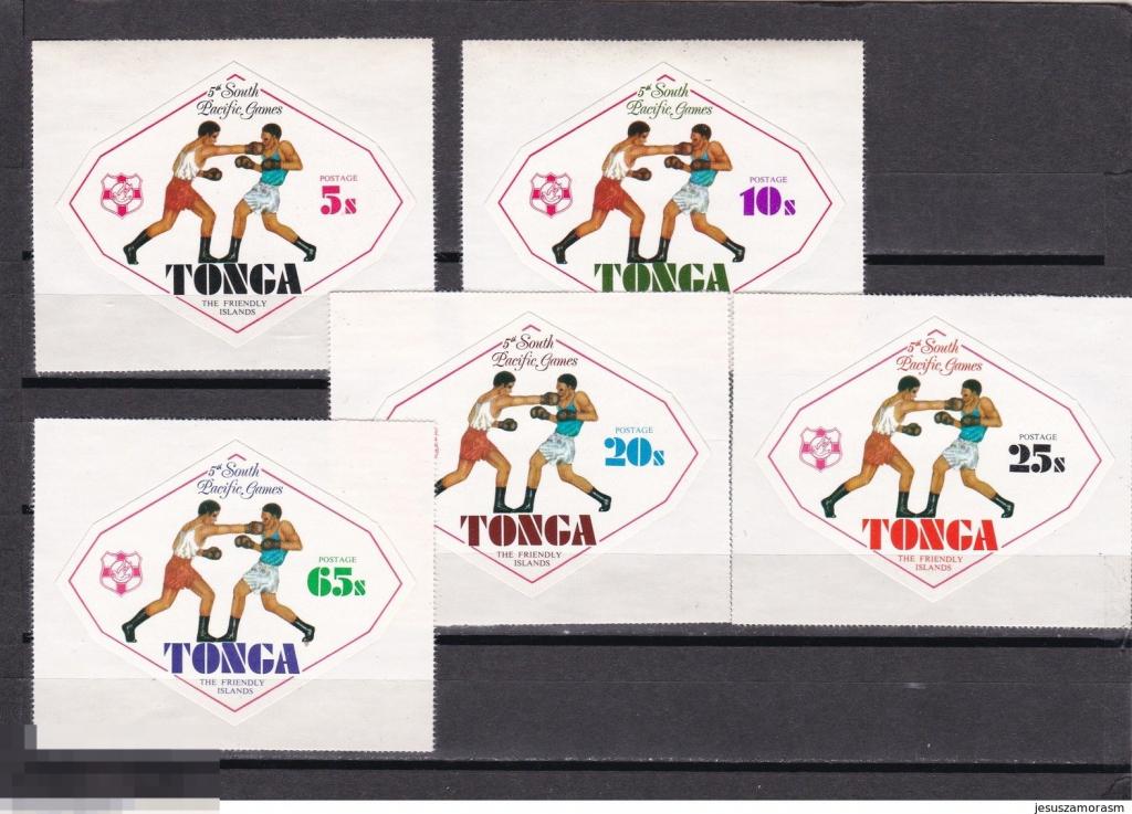 ТОНГА 1975  СПОРТ БОКС ЮЖНЫЕ ТИХООКЕАНСКИЕ ИГРЫ САМОКЛЕЙКА 