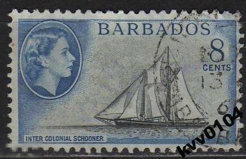 БАРБАДОС 1950 Sc#221 ШХУНА ПАРУСНИК 