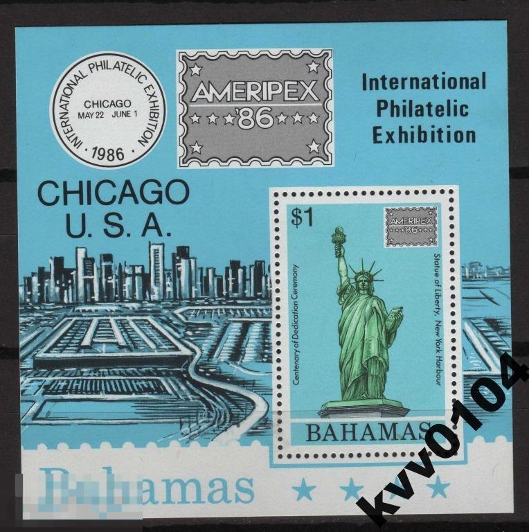 БАГАМЫ 1986 СТАТУЯ СВОБОДЫ ЧИКАГО ВЫСТАВКА 200 