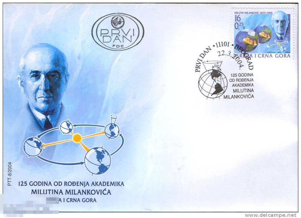 СЕРБИЯ ЧЕРНОГОРИЯ 2004 227 КОСМОС АСТРОНОМИЯ ПЕРСОНА АКАДЕМИК МИЛАНКОВИЧ 