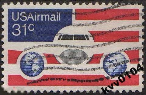 А.39 США 1976 АВИАПОЧТА САМОЛЕТ ПОЧТА ГЛОБУС ФЛАГ 