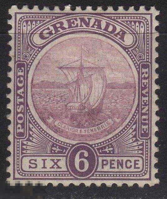 1/4/23 ГРЕНАДА 1908 Sc№73 ПАРУСНИК КОРАБЛЬ ПЕЧАТЬ КОЛОНИИ 