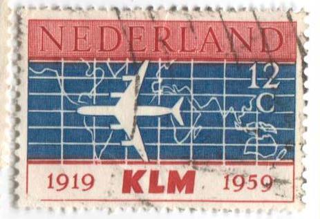1959 Нидерланды Самолёт Дуглас над картой мира.гаш