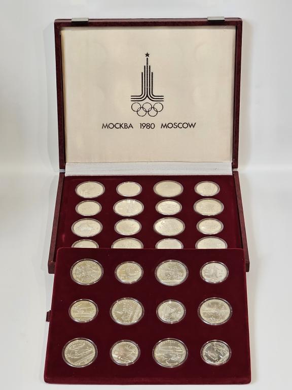 Полный набор 28 юбилейных монет 5 10 Рублей СССР Олимпиада-80 1977-1980 ...