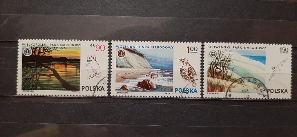 Польша Национальные парки природа водоём птицы сова орёл коршун 1976 гашёная