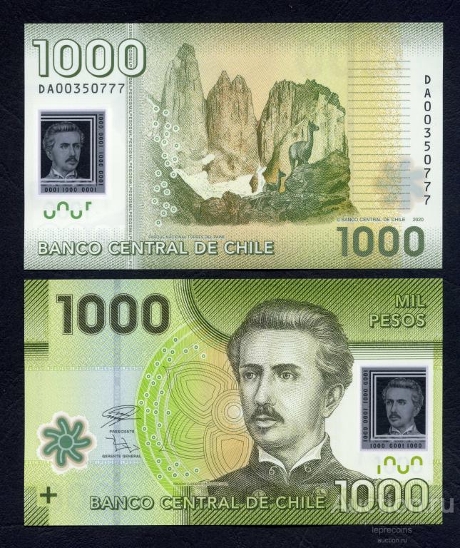 Чили 1000 песо 2020 год; полимер; P#NEW; UNC ( из пачки)