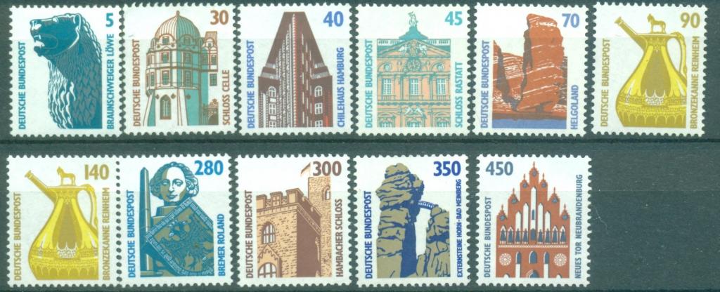 ФРГ 1987-88 г.  стандартный выпуск Достопримечательности Германии   негаш **