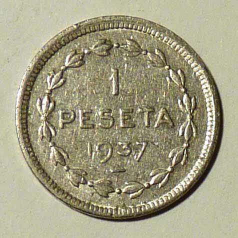 Испания Эускади Страна басков 1 песета 1937 года Гражданская война Эузкади