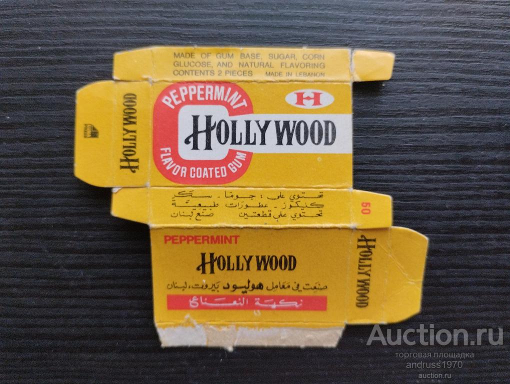 ОБЕРТКА. ПАЧКА ОТ ЖВАЧКИ  HOLLYWOOD. PEPPERMINT. BOX. КОРОБОЧКА.