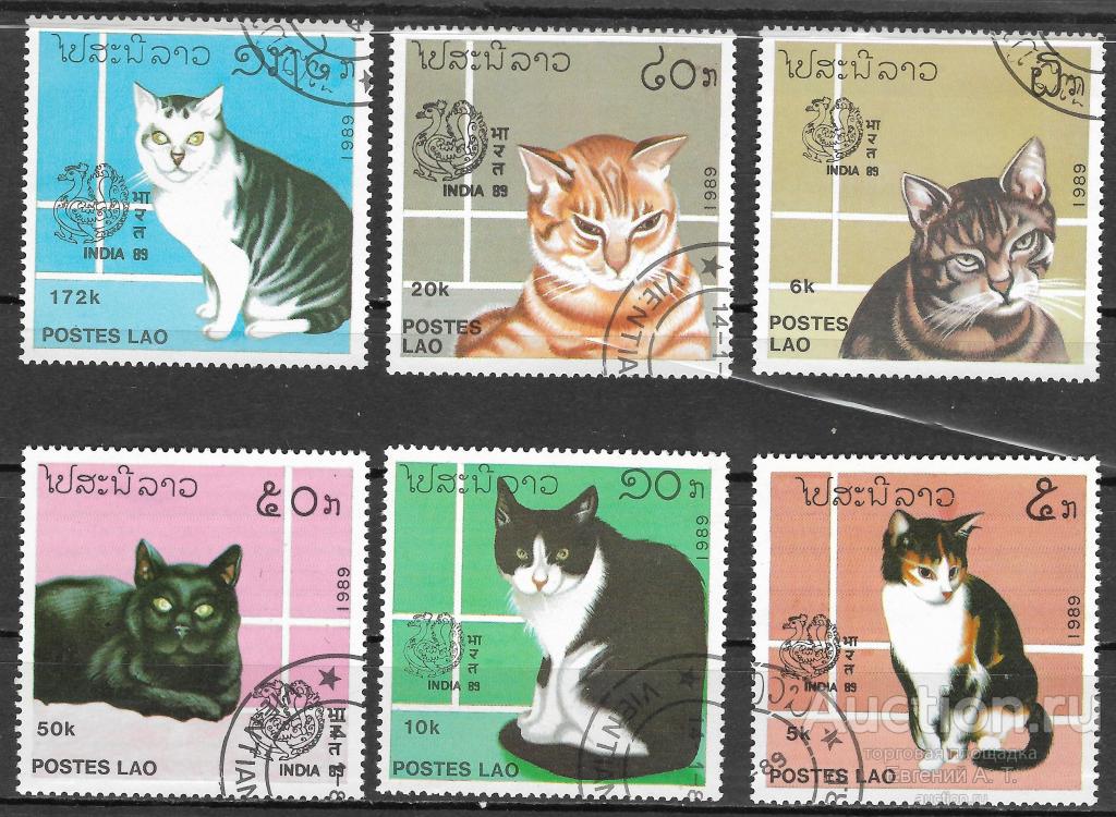 Лаос. 1989. Выставка кошек "Индия-89". Гашение.